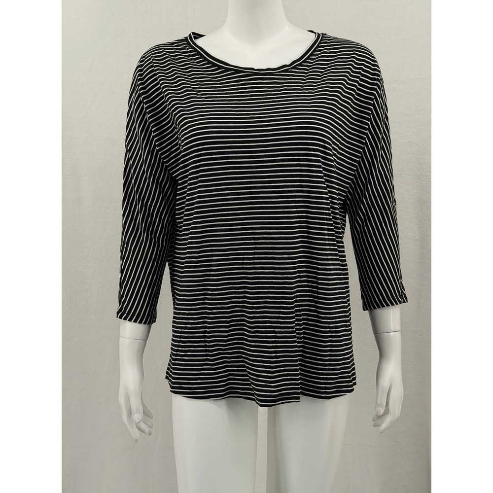 Boden‎ Top Womens US 8 Black White Striped 3/4 Sleeve Supersoft Modal Casual